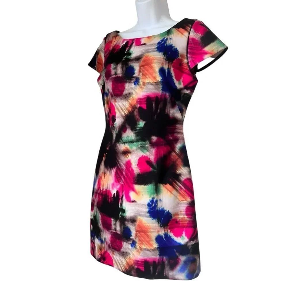 MILLY Taylor Graffiti Bold Vibrant Multicolor Abstract Print Mini Sheath Dress 4